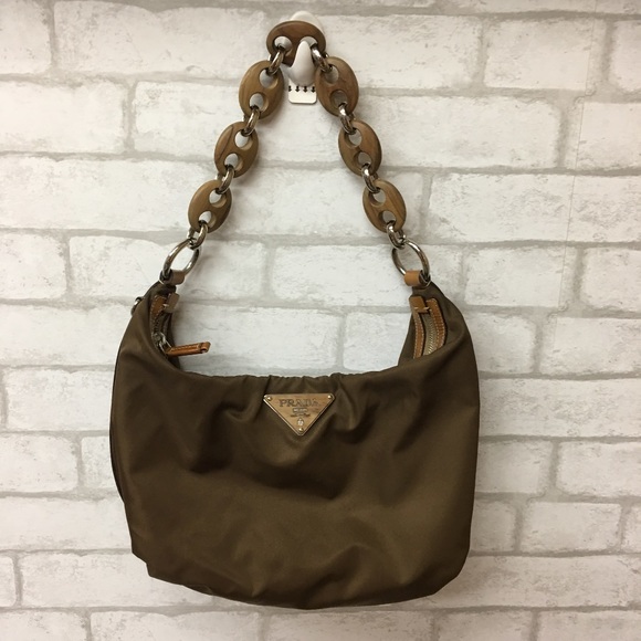 Prada Handbags - Authentic Prada nylon bag with wooden handle